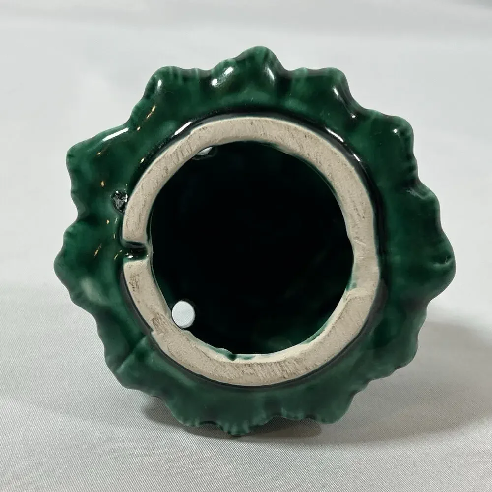 Vintage Mini Small Ceramic Tree Top Green Light Bulb Holes 4” Butterfly